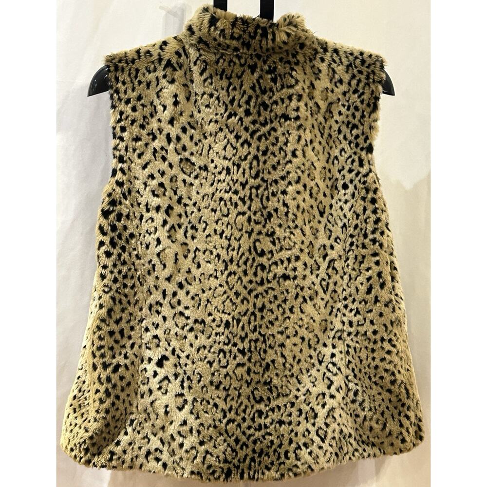 Kristen Black Reversible Faux Fur Leopard Print Vest Women's size XL - Picture 2 of 5